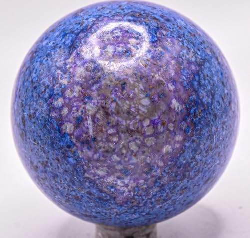 22 Inch Dumortierite Quartz Polished Gemstone Ball - Peru with Stand