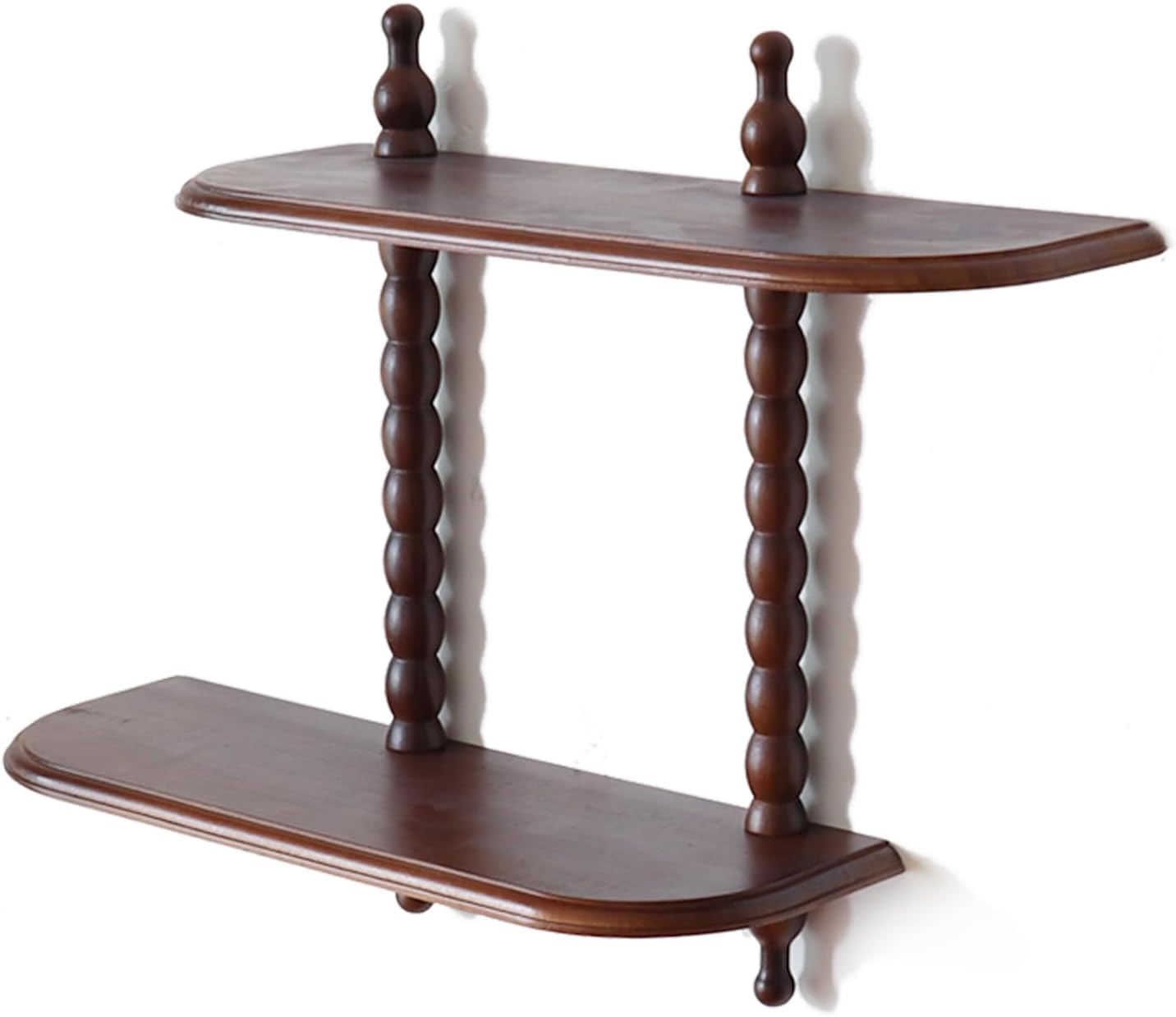 FRIADE 2-Tier Floating Shelf with Roman Columns Dark Brown