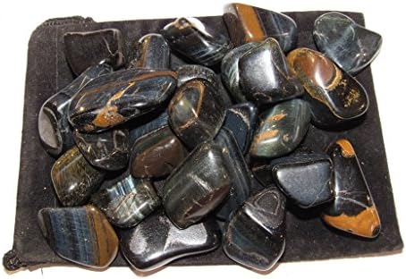 Tumbled Tiger Eye Stones with Velvet Bag 1 Pound