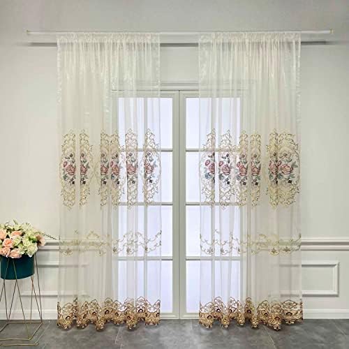WPKIRA Royal Embroidered Sheer Curtain Panel