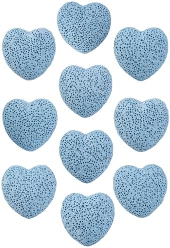 SUNYIK Lava Rock Puffy Heart Stones Pack of 10 Blue