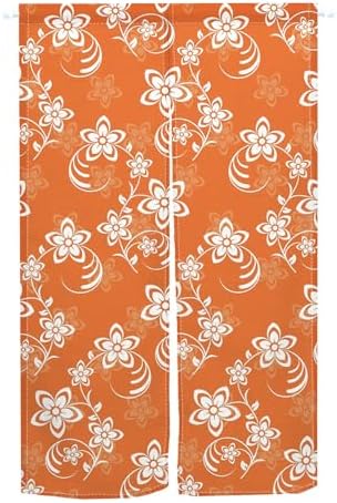Long Japanese Noren Door Curtain with Bloomy Flower Design
