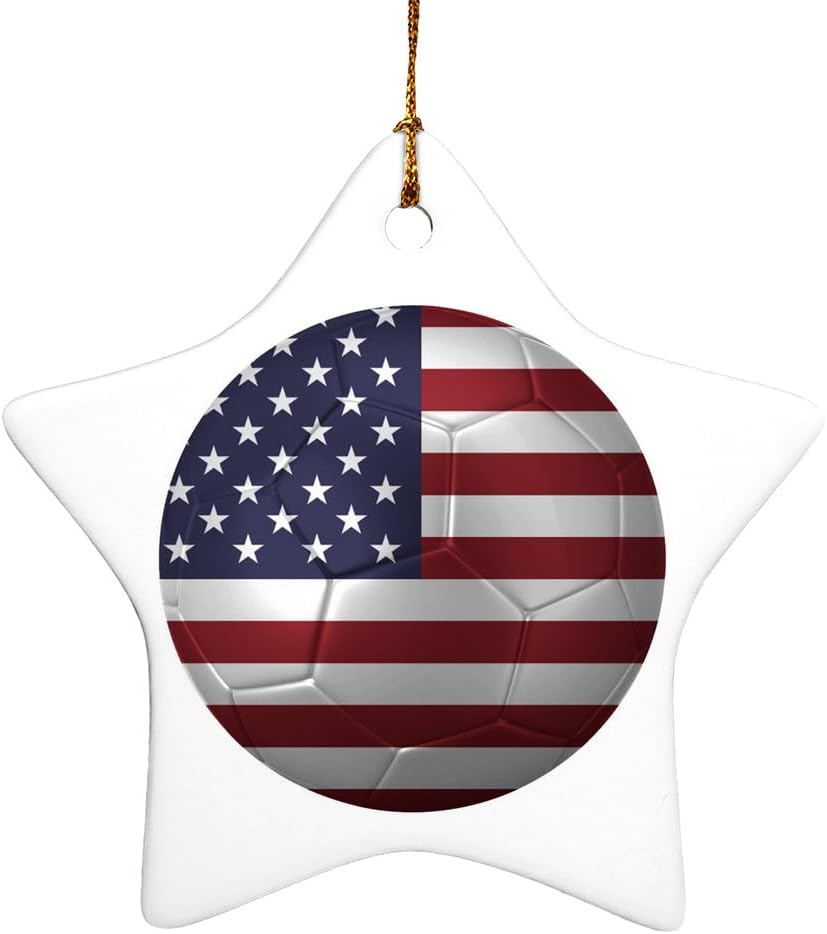 Graphics More USA Flag Soccer Ball Christmas Ornament - 31 Inch