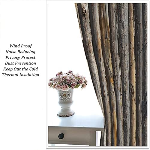Trelemek Blackout Curtains with Wooden Texture 52x84inch