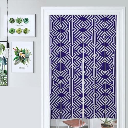 Japanese Noren Door Curtain Purple Light Blue Print