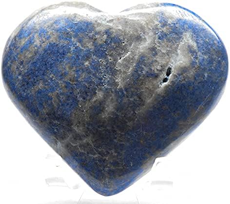 29 Inch Blue Dumortierite Heart with Quartz Stand