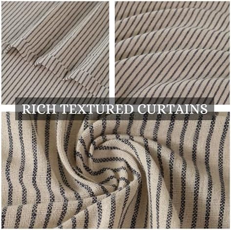 THE ART BOX Gauze Striped Curtains 2 Panel Tie Top