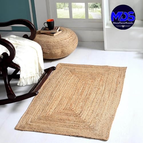 MDS Handwoven Braided Jute Area Rug 3x5 Feet