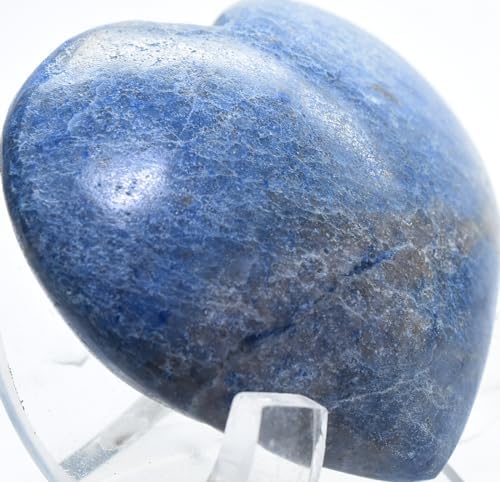 48mm Blue Dumortierite Heart with Stand - Natural Gemstone Collectible