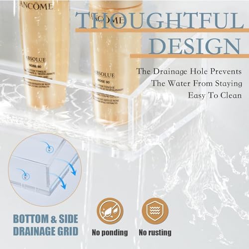 2 Pack Clear Acrylic Floating Shelves for Bathroom and Kitchen