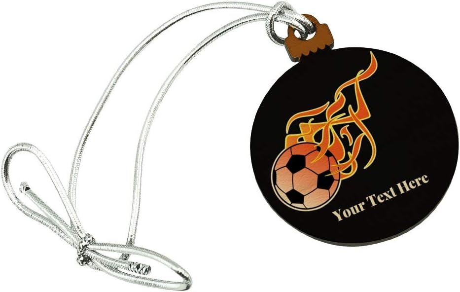 Personalized Custom Flaming Hot Soccer Ball Mini Wood Ornament