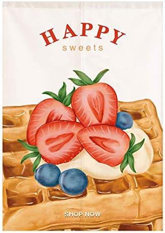 Japanese Style Door Curtain with Strawberry Waffles Design