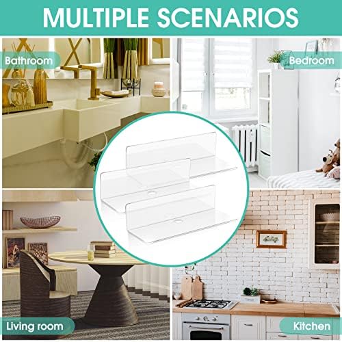 Maitys 8 Pcs Clear Acrylic Floating Shelves No Drill Wall Mounting