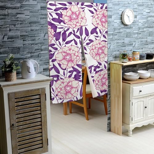 Bloomy Flowers Noren Curtain 34x60 Inch