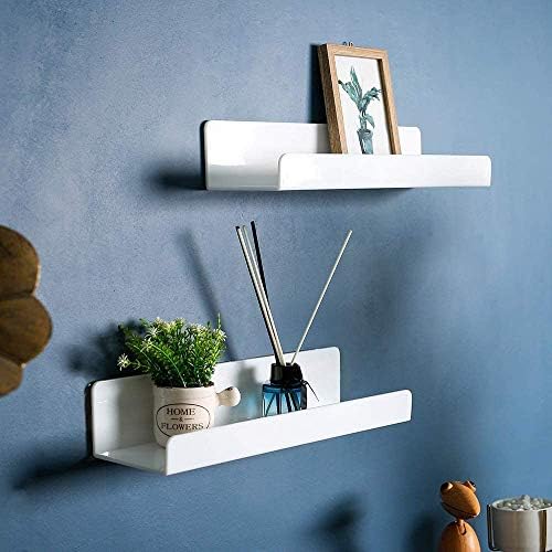 6 PCS White Wall Floating Shelf 15 Inch Acrylic Ledge Display Organizer