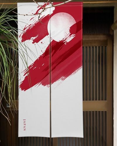Japanese Noren Door Curtain with Red Painting 34 x 60