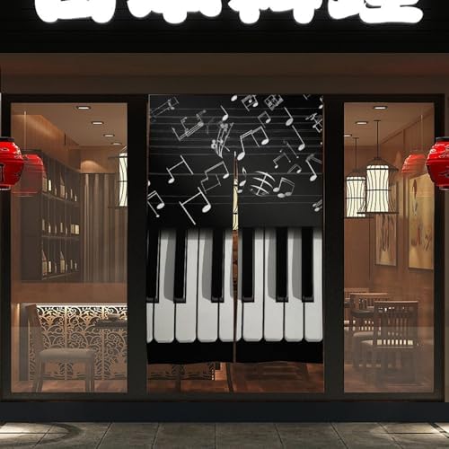 Piano Keys Door Curtain with Musical Notes 57x17 Inches