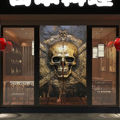 Japanese Noren Skull Pirate Door Curtain 34x57