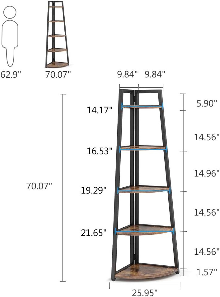 Tribesigns 70 Inch Tall Corner Shelf Bookcase