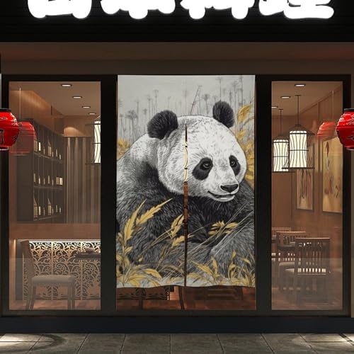Japanese Noren Animal Door Curtain in Yellow Grass Print
