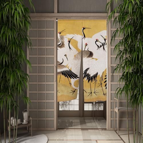 Japanese Style Cranes Printed Door Curtain Panel 34x60