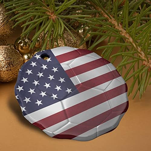 GRAPHICS MORE USA Flag Soccer Ball Porcelain Ornament