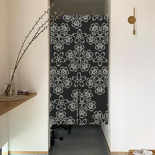 Japanese Noren Door Curtain with Petal Design 34x60 Inches