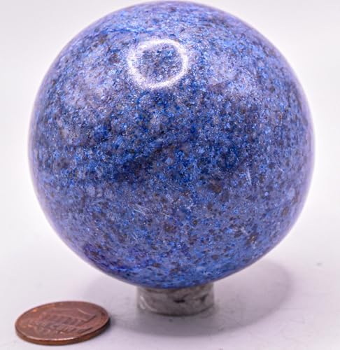 22 Inch Dumortierite Quartz Polished Gemstone Ball - Peru with Stand