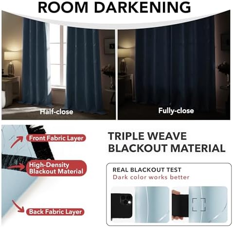 Deconovo Blackout Curtains with Silver Wave Design