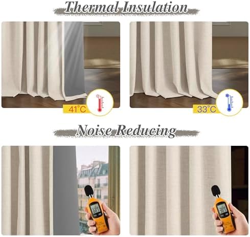 StangH Pinch Pleat Linen Curtains 1 Panel Blackout