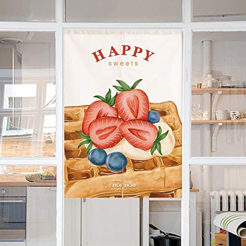 Japanese Style Door Curtain with Strawberry Waffles Design