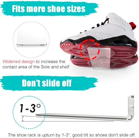 SIPRDE Floating Shoe Display Shelves Set of 6 Wall Mount Clear Acrylic