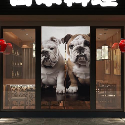 Two Cute Bulldog Door Cover Curtain 57x17 Inches