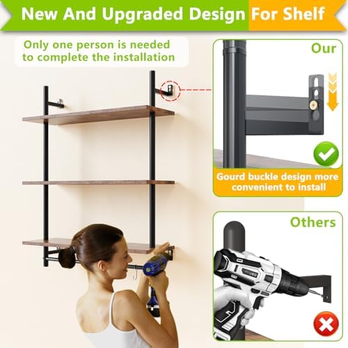 Floating Kitchen Shelves 3 Tier Above Toilet Storage Rack