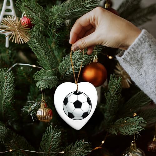 GRAPHICS MORE Heart-Shaped Soccer Ball Football Porcelain Christmas Tree Ornament