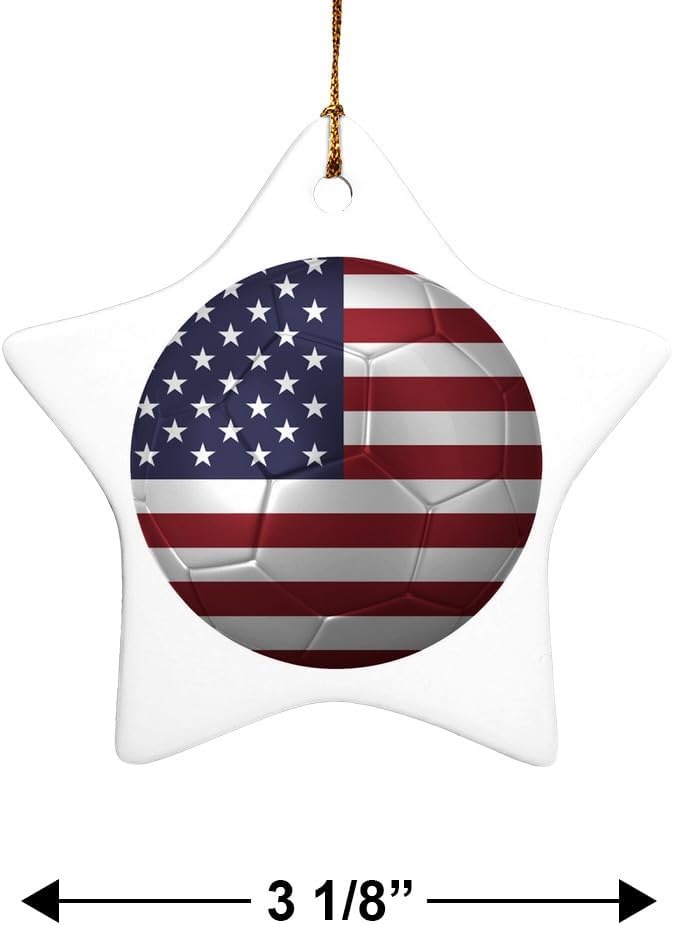 Graphics More USA Flag Soccer Ball Christmas Ornament - 31 Inch