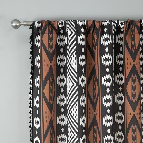 VOGOL Brown Boho Curtains 96 Inches Long