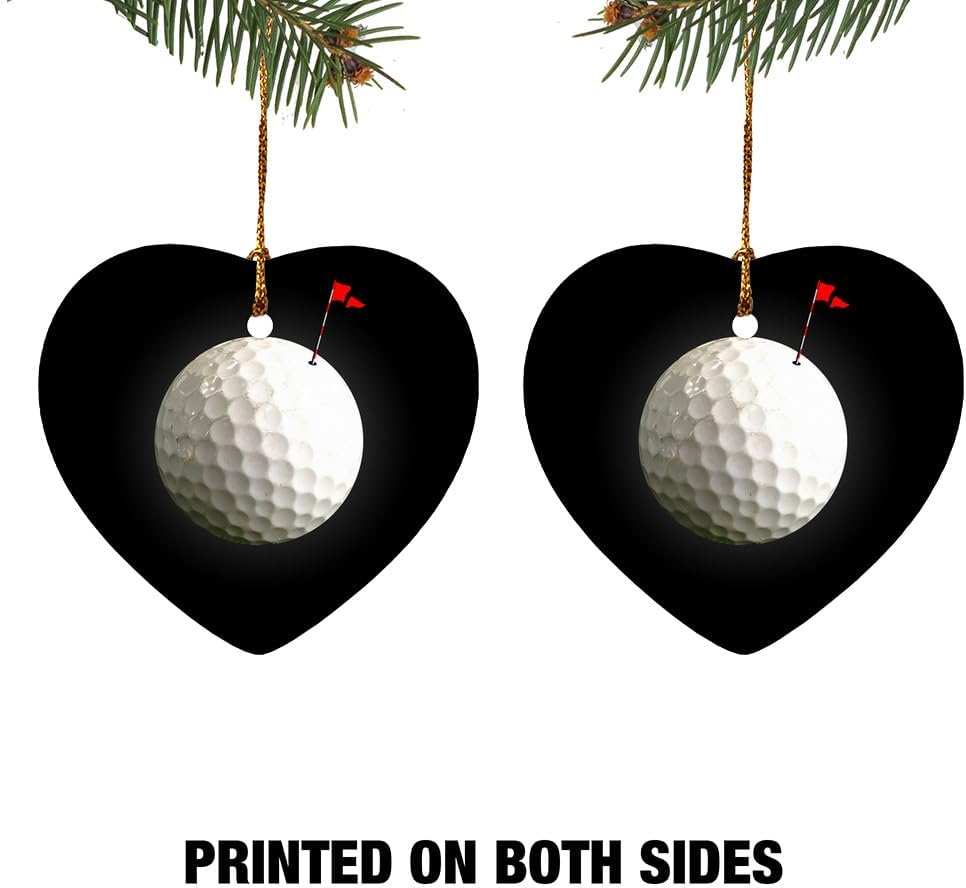 GRAPHICS MORE Heart-Shaped Golf Ball Moon Flag Christmas Ornament - 28 Inch