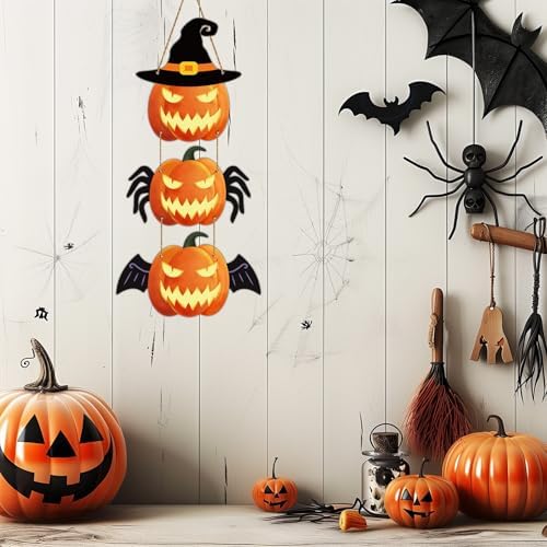 Halloween Door Wreath Scary Pumpkin Wall Decor