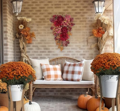 Hollyone 24 Inch Red Fall Wreath Decor