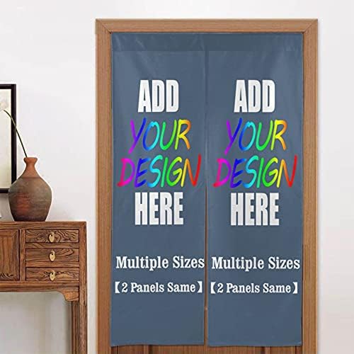 AmaPark Custom Doorway Curtain with Photo Text 2 Panels Indigo Blue