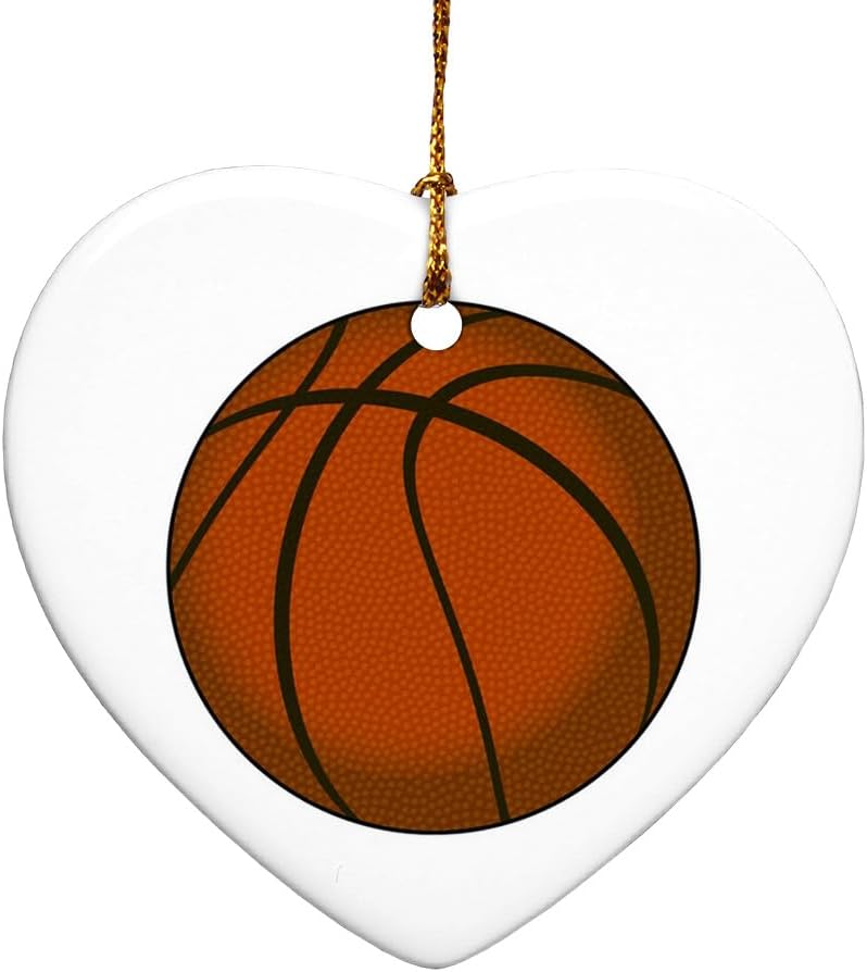 Graphics More Basketball Heart-Shaped Porcelain Christmas Ornament