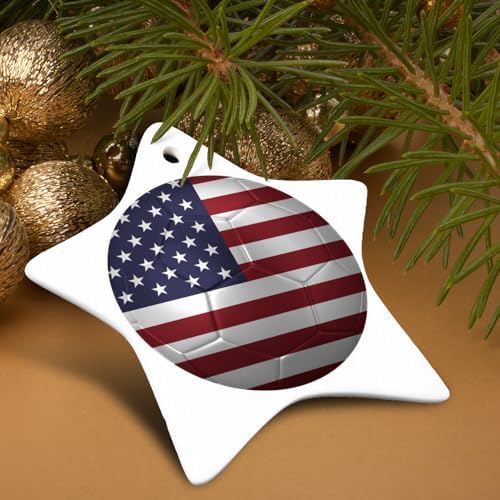 Graphics More USA Flag Soccer Ball Christmas Ornament - 31 Inch