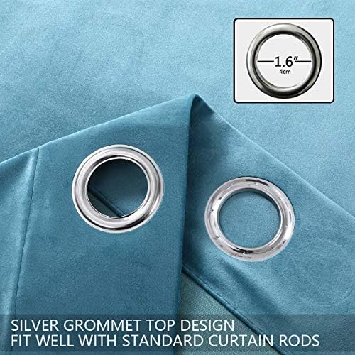 SPXTEX Turquoise Velvet Curtains 84 Inches Grommet Panels
