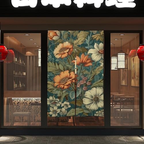 Noren Door Curtain with Flower Pattern 34x57