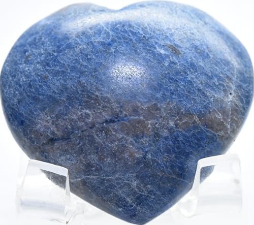 48mm Blue Dumortierite Heart with Stand - Natural Gemstone Collectible