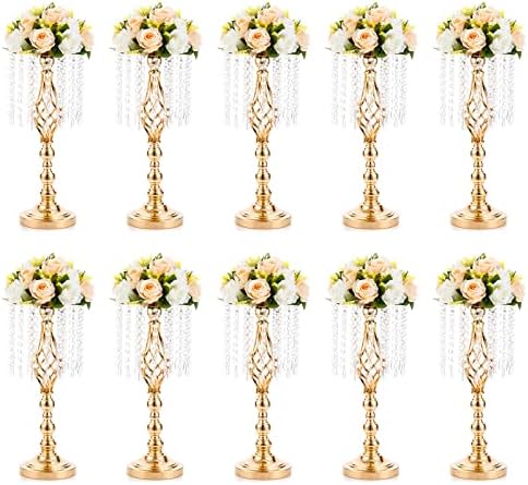 10 Pcs 193 Inches Tall Crystal Flower Stand Wedding Centerpiece