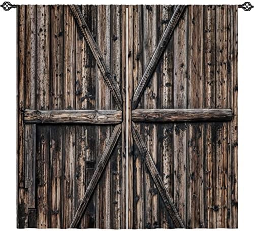 ANHOPE Farmhouse Barn Door Curtains with Rod Pocket
