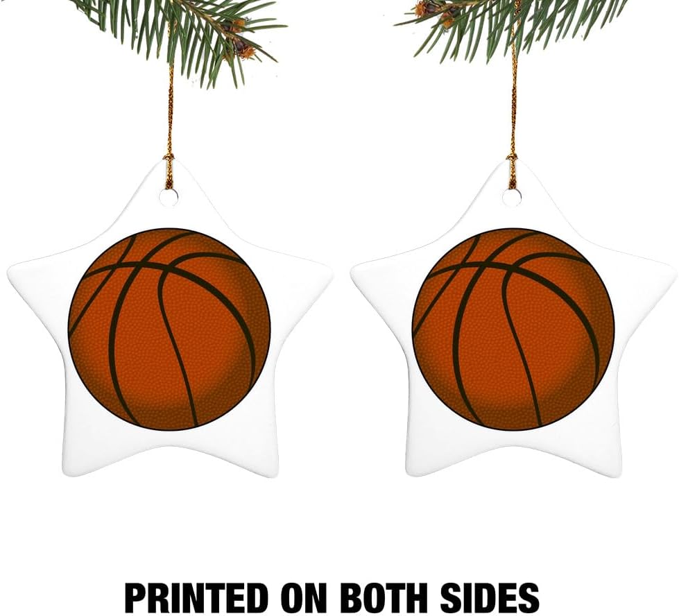 Graphics More Basketball Ball Star-Shaped Porcelain Christmas Ornament 31 Inch