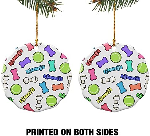 Graphics And More Porcelain Christmas Ornament with Doggie Chew Toy Design